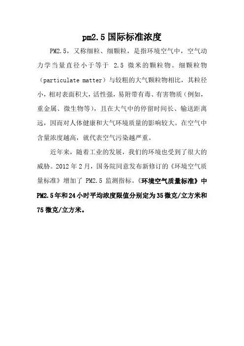 pm2.5国际标准浓度
