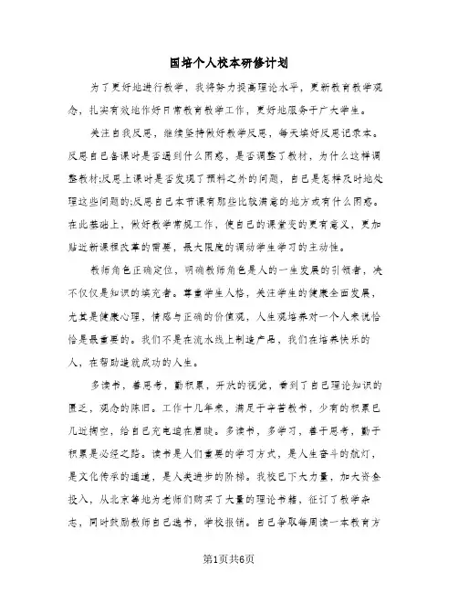 国培个人校本研修计划(三篇)