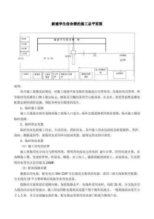 新建学生宿舍楼的施工总平面图
