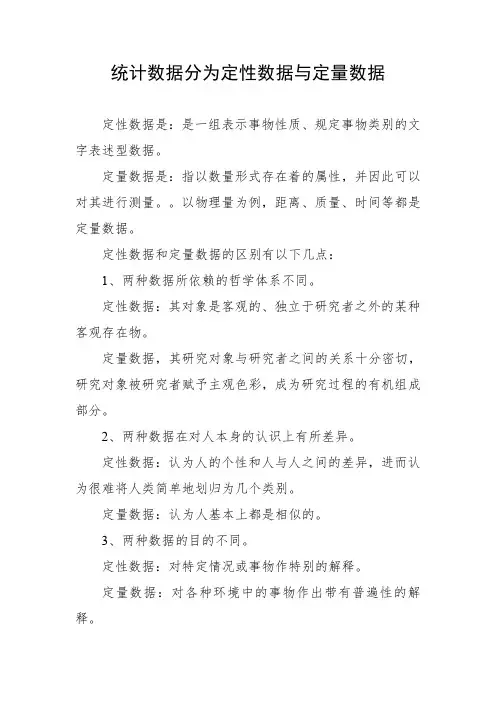 统计数据分为定性数据与定量数据