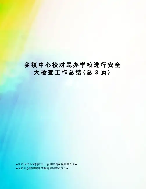 乡镇中心校对民办学校进行安全大检查工作总结