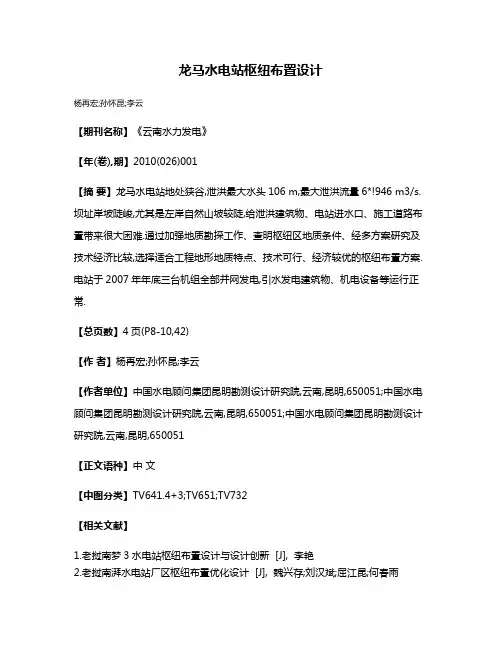 龙马水电站枢纽布置设计