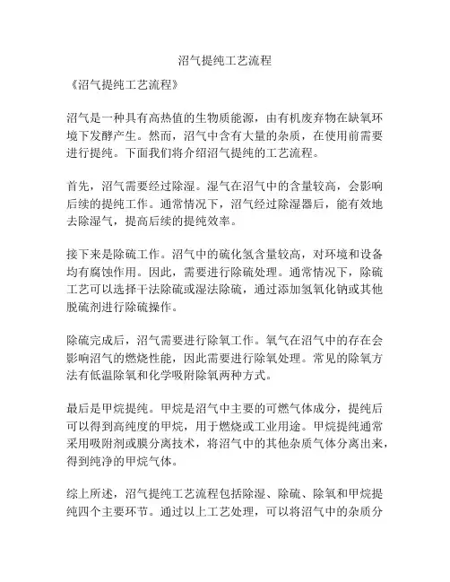 沼气提纯工艺流程