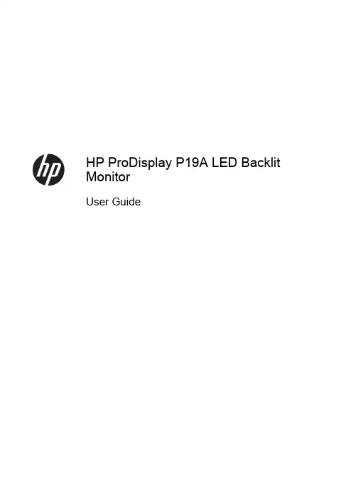 HP ProDisplay P19A LED背光显示器用户指南说明书