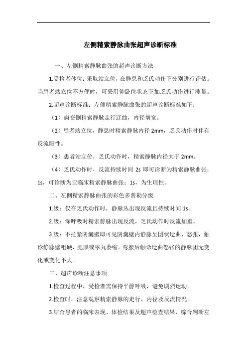 左侧精索静脉曲张超声诊断标准