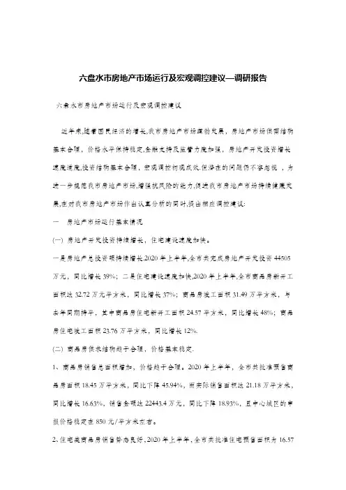 六盘水市房地产市场运行及宏观调控建议—调研报告.doc