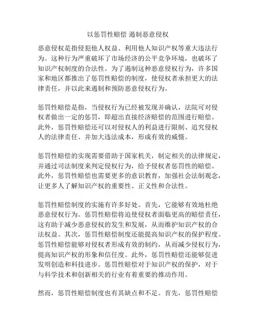以惩罚性赔偿 遏制恶意侵权