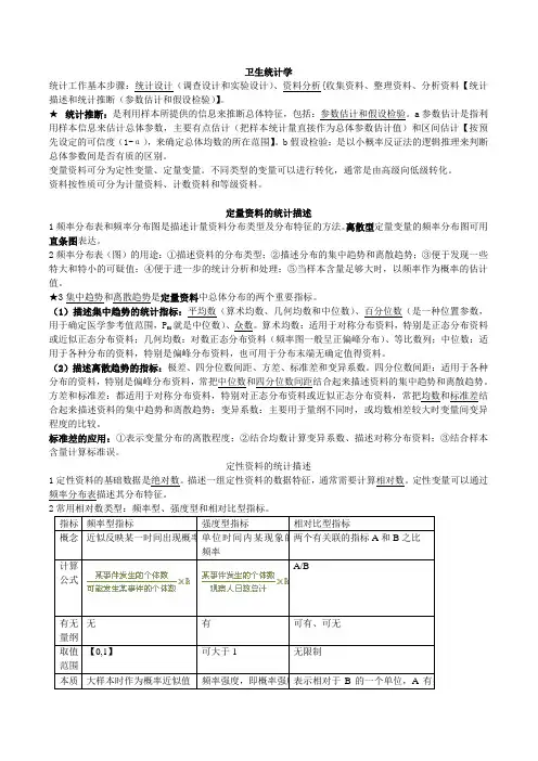 (完整版)卫生统计学知识点总结