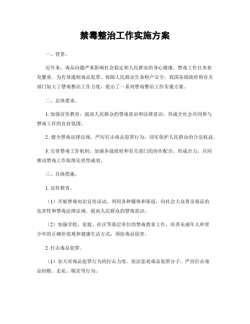 禁毒整治工作实施方案