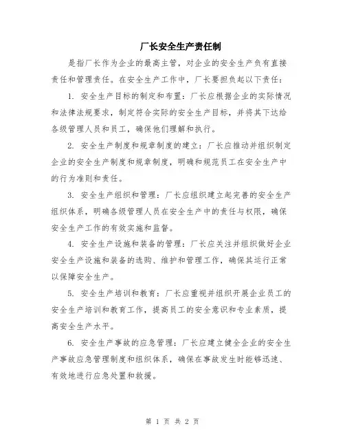厂长安全生产责任制