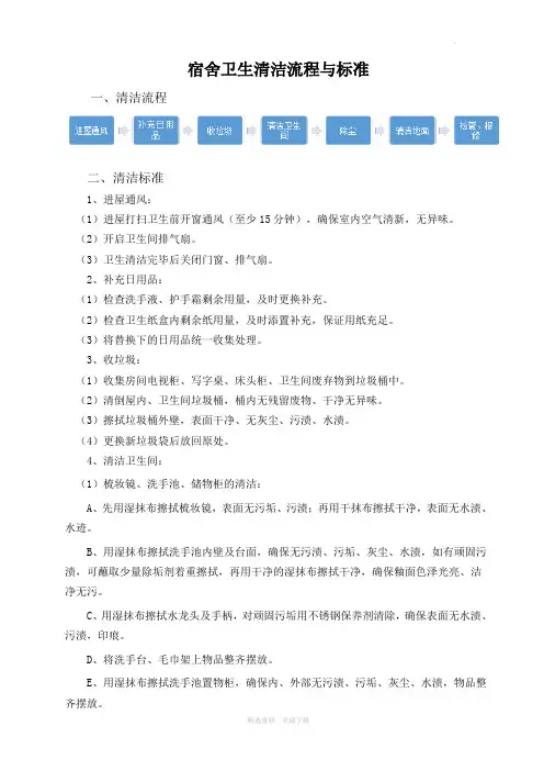 宿舍卫生清洁流程及标准