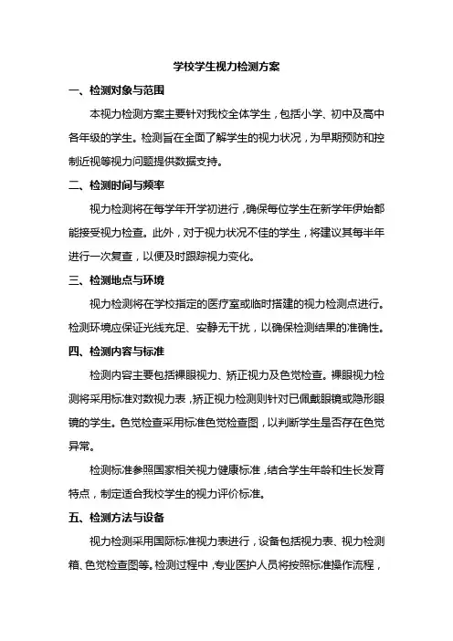 学校学生视力检测方案