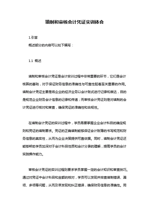 填制和审核会计凭证实训体会