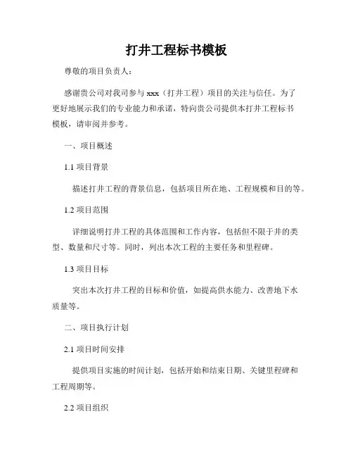 打井工程标书模板