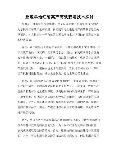 丘陵旱地红薯高产高效栽培技术探讨