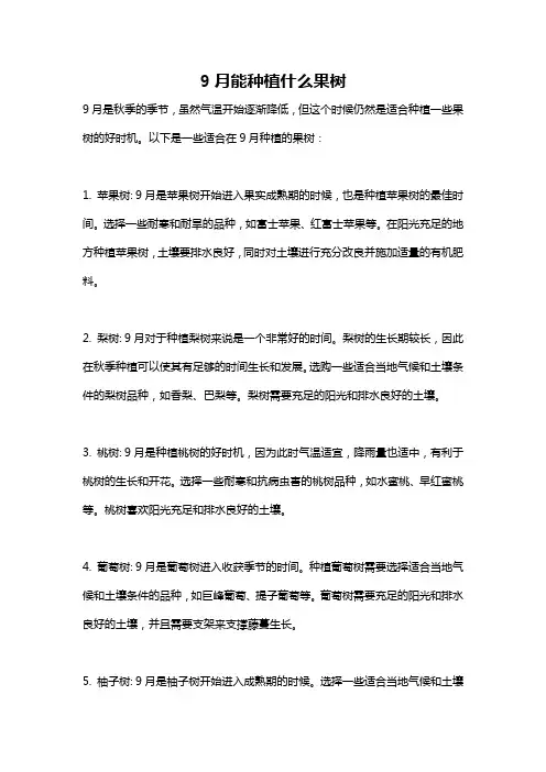 9月能种植什么果树
