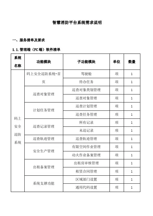 智慧消防平台系统需求说明