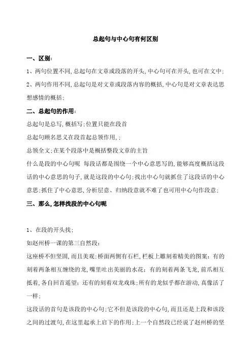 总起句与中心句有何区别