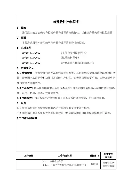 特殊特性控制程序