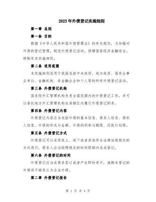 2023年外债登记实施细则
