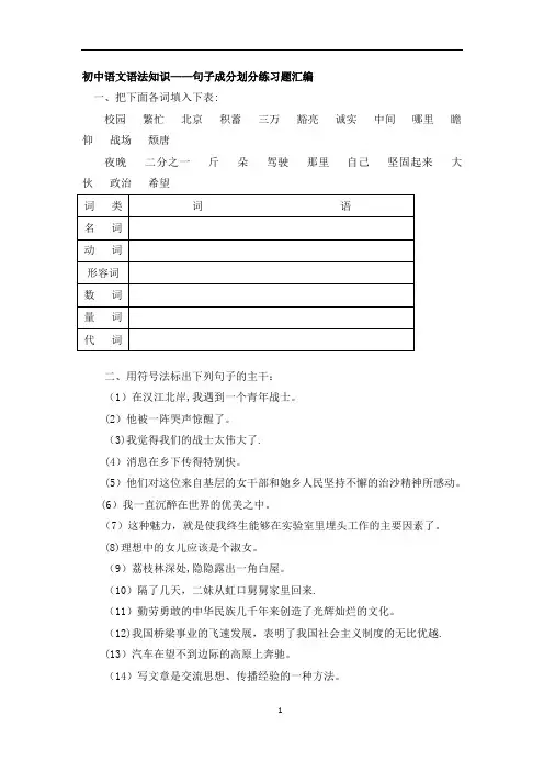 语法知识练习及答案