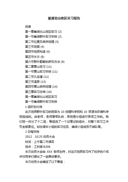 巢湖北山地区实习报告