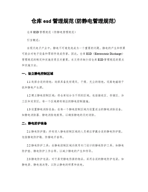 仓库esd管理规范(防静电管理规范)