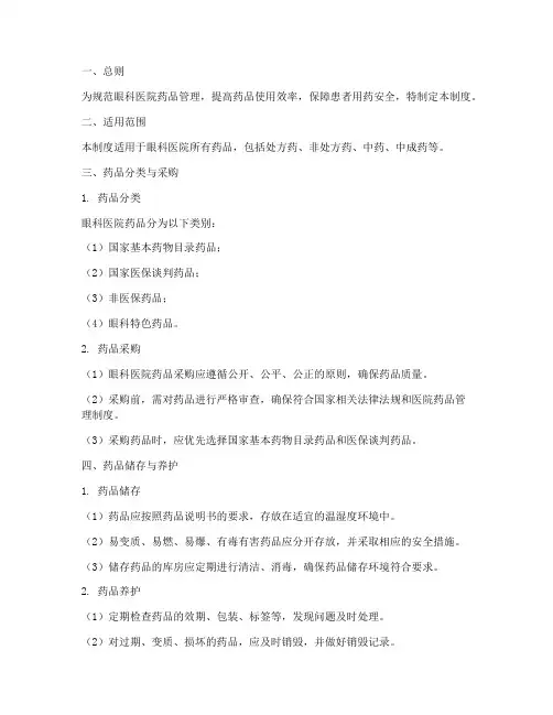 眼科医院相似药品管理制度