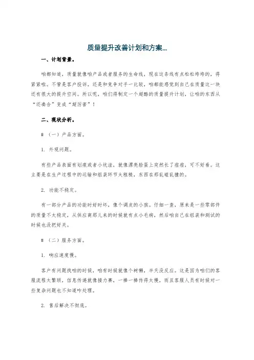 质量提升改善计划和方案...
