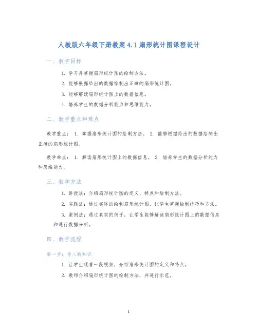 人教版六年级下册教案4.1扇形统计图课程设计