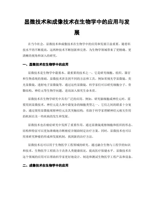 显微技术和成像技术在生物学中的应用与发展