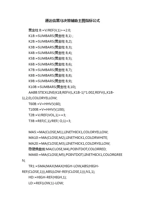 通达信黑马决策辅助主图指标公式