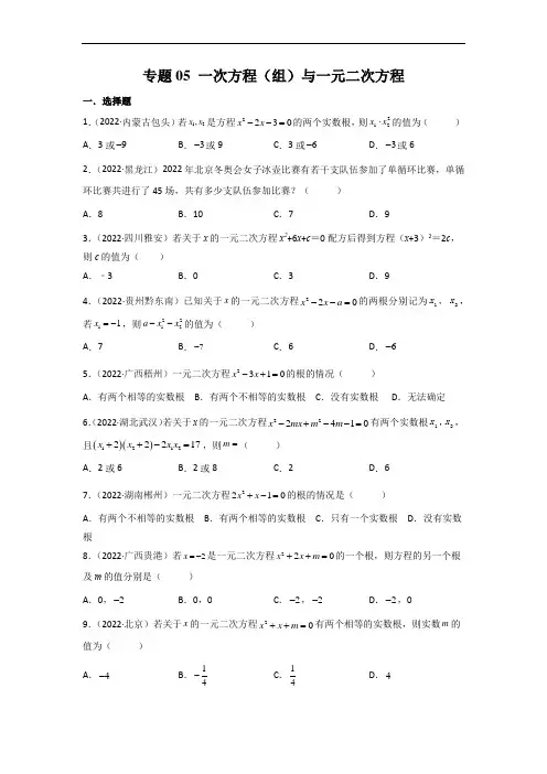 专题05 一次方程(组)与一元二次方程中考数学真题分项汇编原卷版)