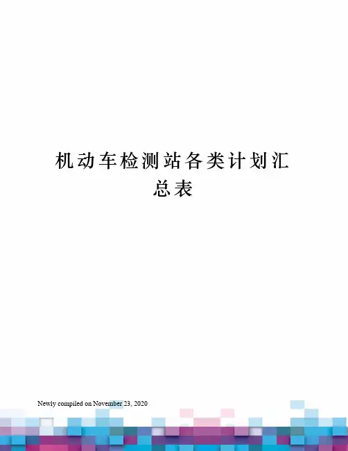 机动车检测站各类计划汇总表