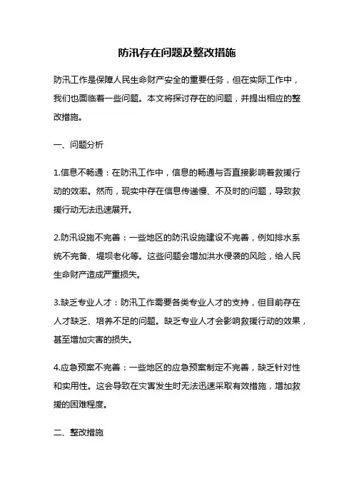 防汛存在问题及整改措施