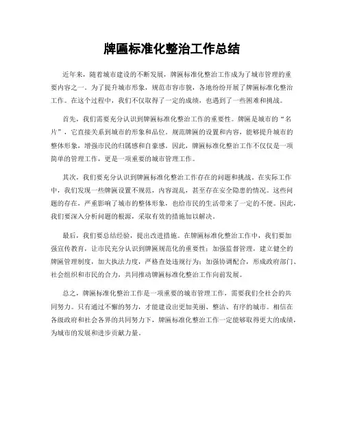 牌匾标准化整治工作总结