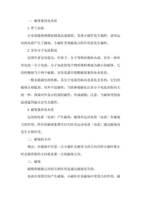 磁场的知识点总结