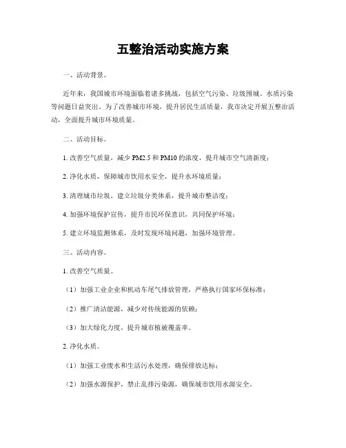 五整治活动实施方案