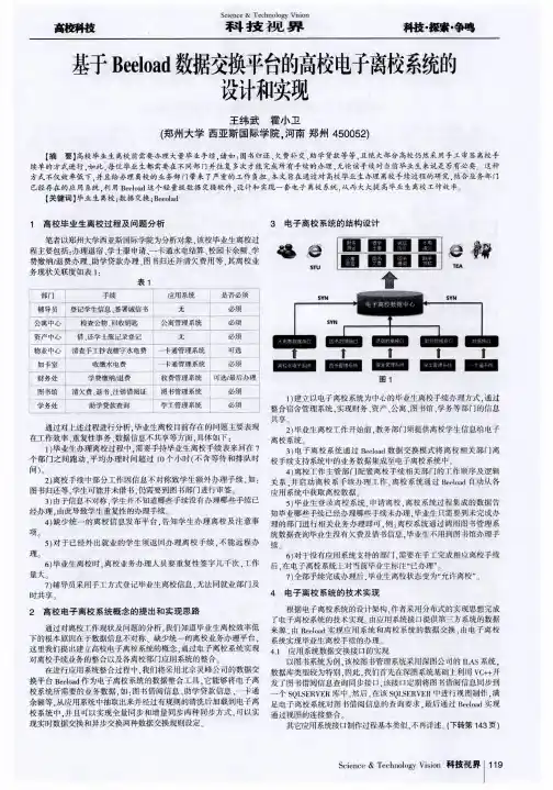 基于Beeload数据交换平台的高校电子离校系统的设计和实现