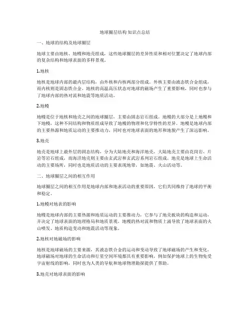 地球圈层结构 知识点总结