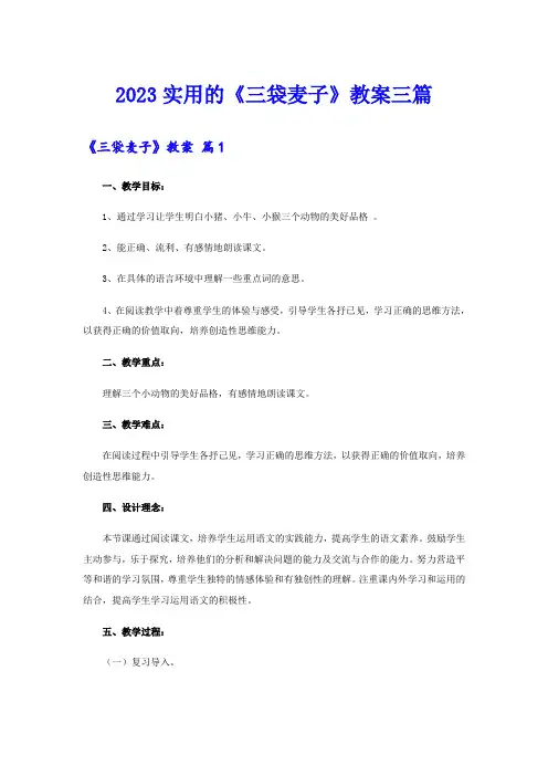 2023实用的《三袋麦子》教案三篇