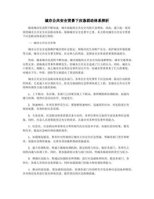城市公共安全背景下应急联动体系探析