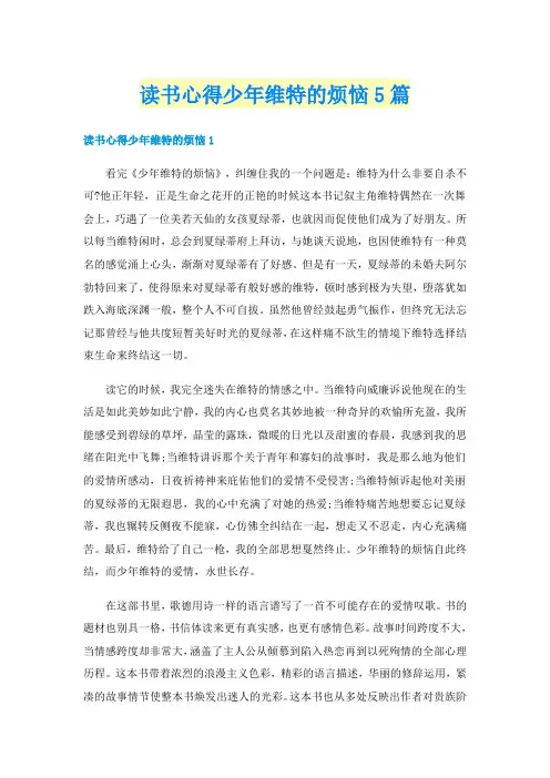 读书心得少年维特的烦恼5篇