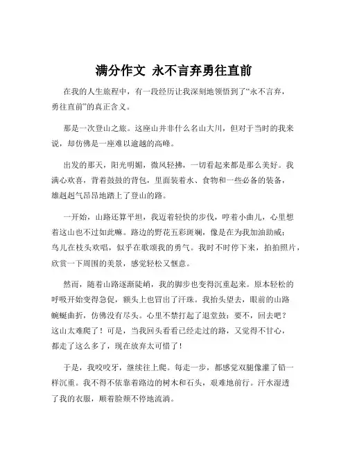 满分作文  永不言弃勇往直前