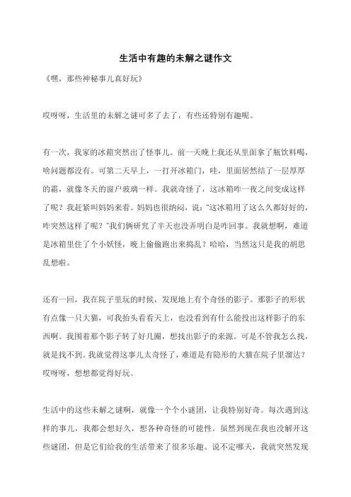 生活中有趣的未解之谜作文