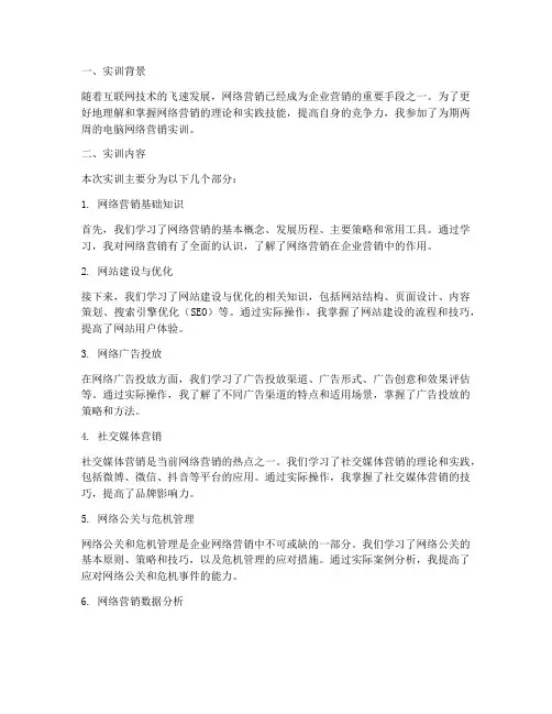 电脑网络营销实训报告