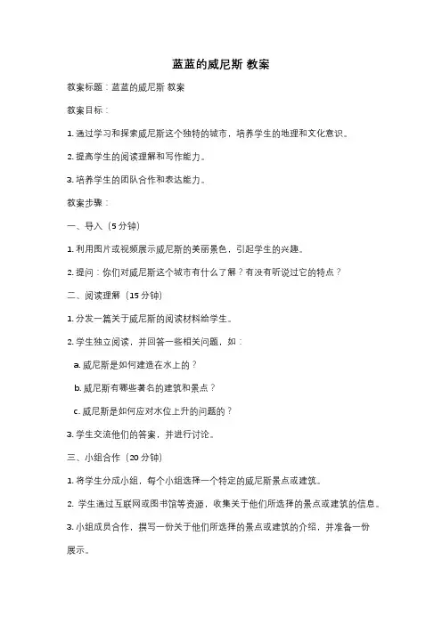 蓝蓝的威尼斯 教案