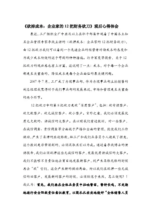 《12把财务砍刀》观后感