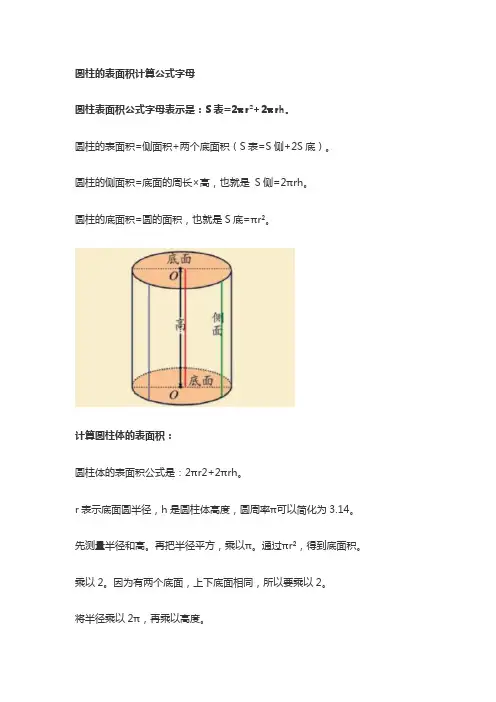 圆柱的表面积计算公式字母