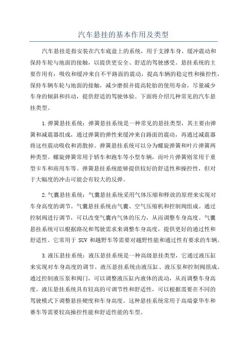 汽车悬挂的基本作用及类型